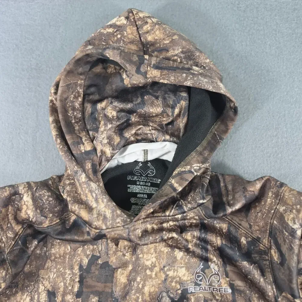 Realtree Timber Camo Fleece Hoodie Mens M Built In Face Mask Gaiter Pullover